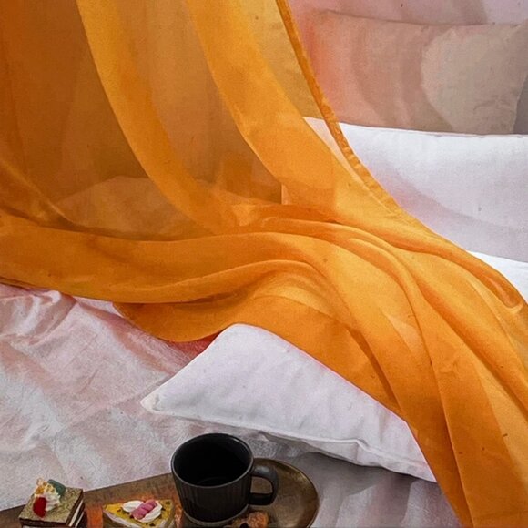 Sheer Voile Curtains Grommet 54"W x 108"L Pack of 2 Papaya Orange (3 Sets Avail) - Picture 4 of 5